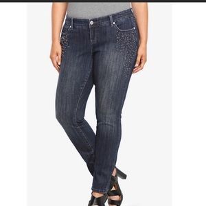 Women's Dark Blue Studded Jeans